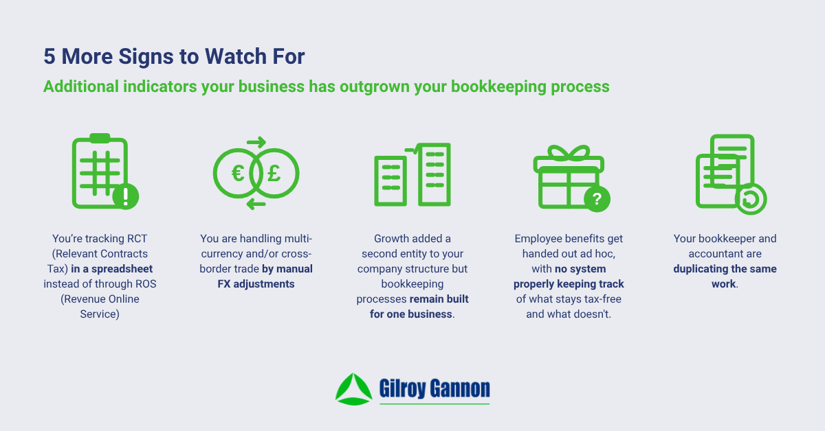 5 More Signs to Watch For - Additional indicators your business has outgrown your bookkeeping process